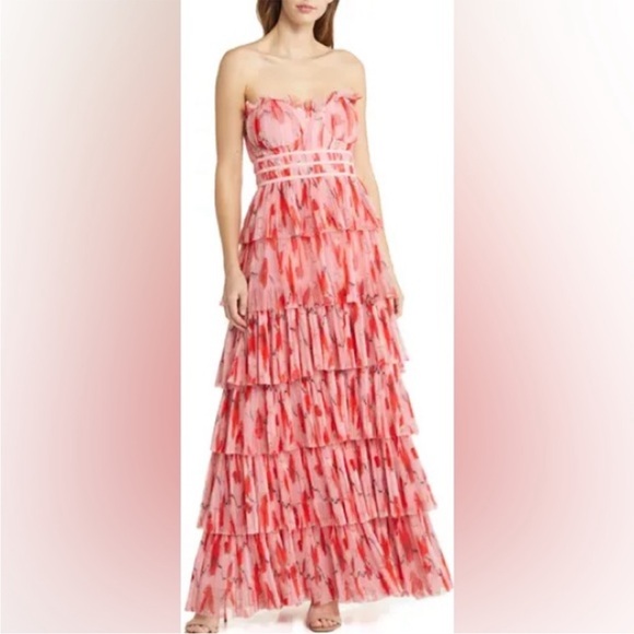 open lace back dress Hutch - Narcisa Strapless Colorblock Bow Front Dress